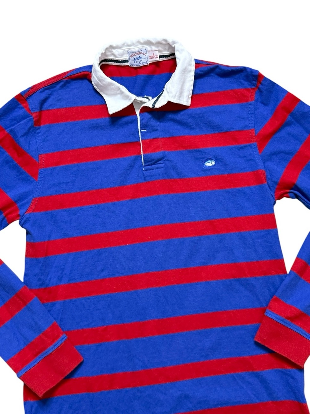 Southern Tide Polo Shirt Nautical Rugby Stripes Long Sleeve S Small